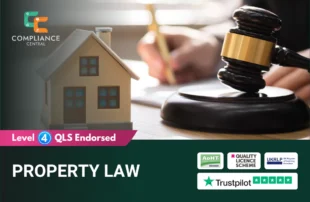 Gavel and model house on a desk, representing property law training and real estate legal principles.